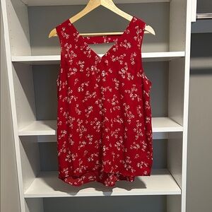Maurices Red Floral V-Neck Blouse*